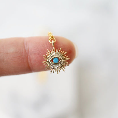 Turquoise Evil Eye Sunburst Eye Necklace