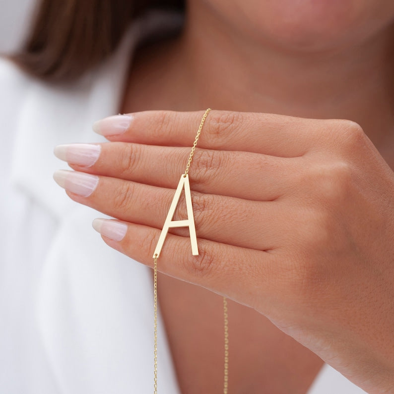 Sideways Oversized Initial Necklace