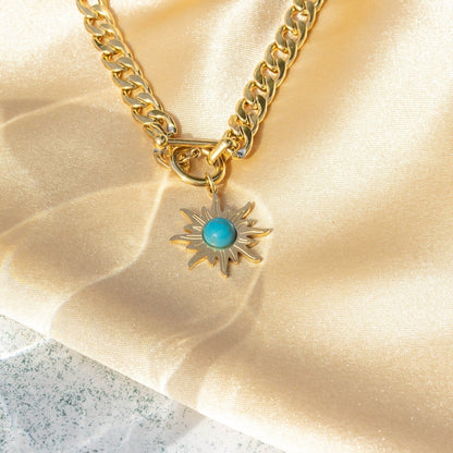 Turquoise Sunflower Statement Necklace