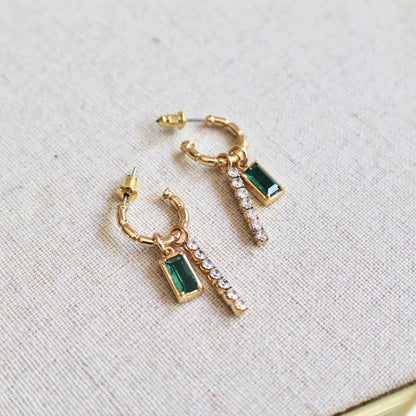 Emerald Drop Stud Earrings