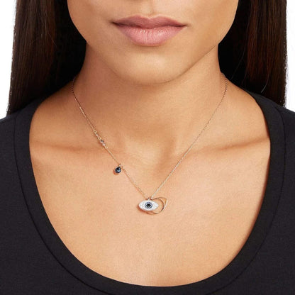 Blue Evil Eye Rose Gold Necklace