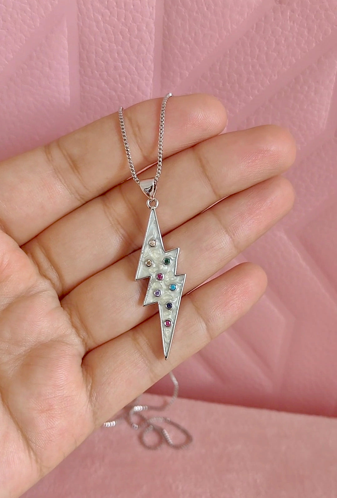 White Flash Pendant Necklace