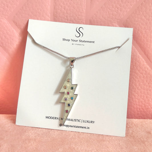 White Flash Pendant Necklace