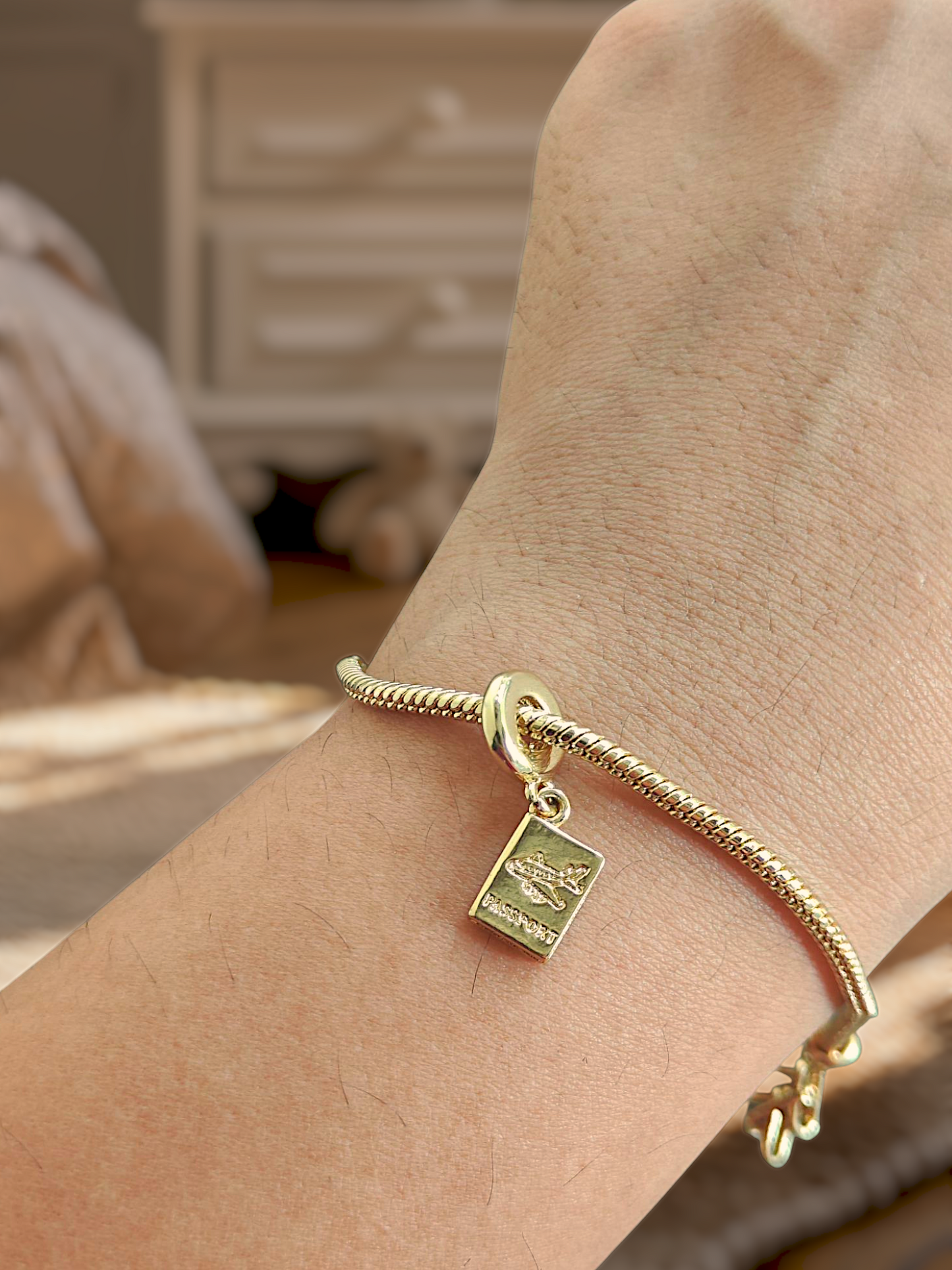 Engraved Passport Charm Bracelet